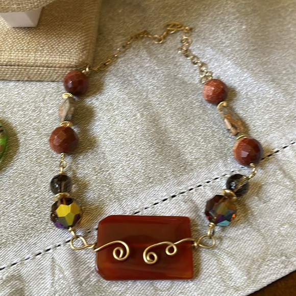 Lot of 5 fashion multicolor handcrafted stone glass crystal green purple lime - Picture 4 of 14